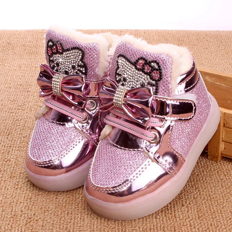 Spring Autumn Winter Children Cartoon LED Light plush Shoes Kids Sneakers