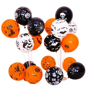

100Pcs Halloween Balloons 12 Inch Pumpkin Spider Web Bats Design Latex Balloons for Halloween Party Decoration LBShippin