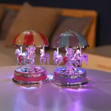 Светодиодный светильник карусель музыкальная шкатулка Рождественский подарок на день рождения игрушки карусель украшение Карусель лошадь музыкальная шкатулка