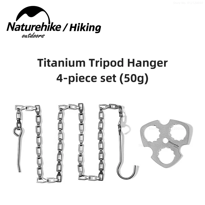 Camping Tripod Hanger Naturehike Ultralight Titanium 4pcs Suit 10kg Weight Bearing BBQ Picnic Equipment Cooking Pot Hook