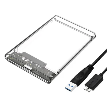 

Transparent HDD Enclosure Box SSD Hard Drive SATA to USB 3.0 2.0 Adapter External HDD Case 2.5 inch Support 4TB HD 5.0Gbps