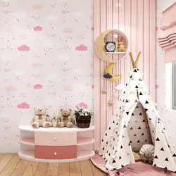 Детская комната спальня обои для мальчиков принцесса комната мультфильм прекрасный розовый синий нетканый голубое небо белое облако обои