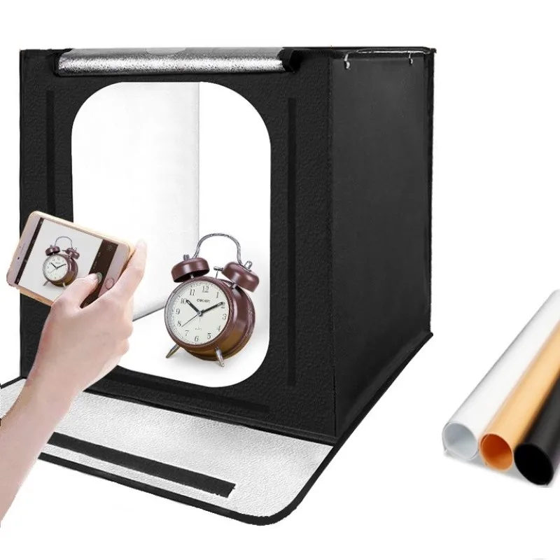 60*60*60cm LED Photo Studio Folding Photo Tent Portable Lightbox 24 inch Softbox Light Box for Product Toy Photography Shoot