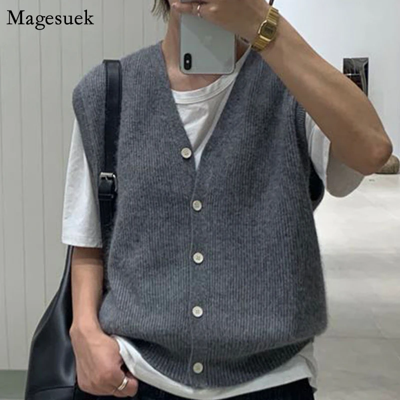 Loose Solid Sleeveless Cashmere Sweater Autumn And Winter Cardigan Vest Women Wool Knitted Woman Sweaters 16348 |