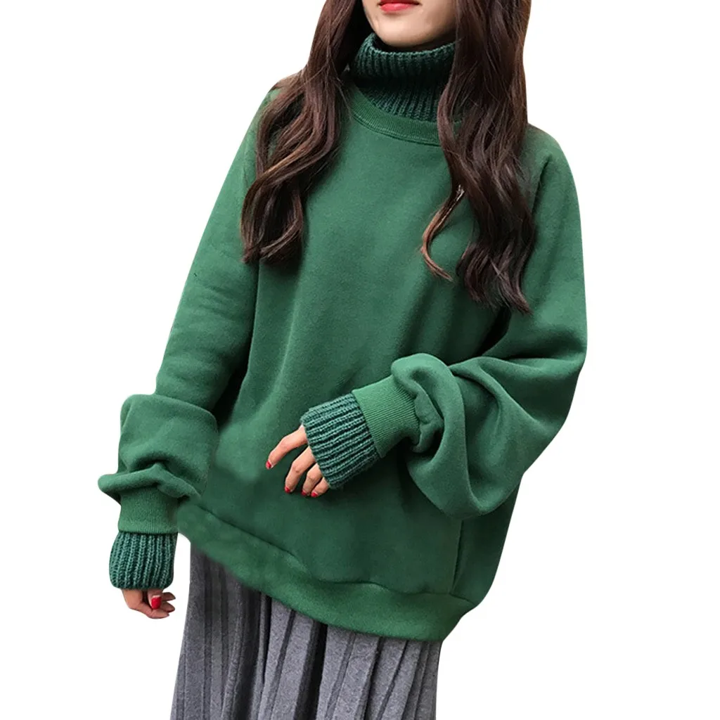 Женские толстовки осень зима трендовая вышивка корейский стиль Простые повседневные Kawaii Ulzzang Большие размеры женская одежда шикарная уличная одежда - Цвет: Зеленый