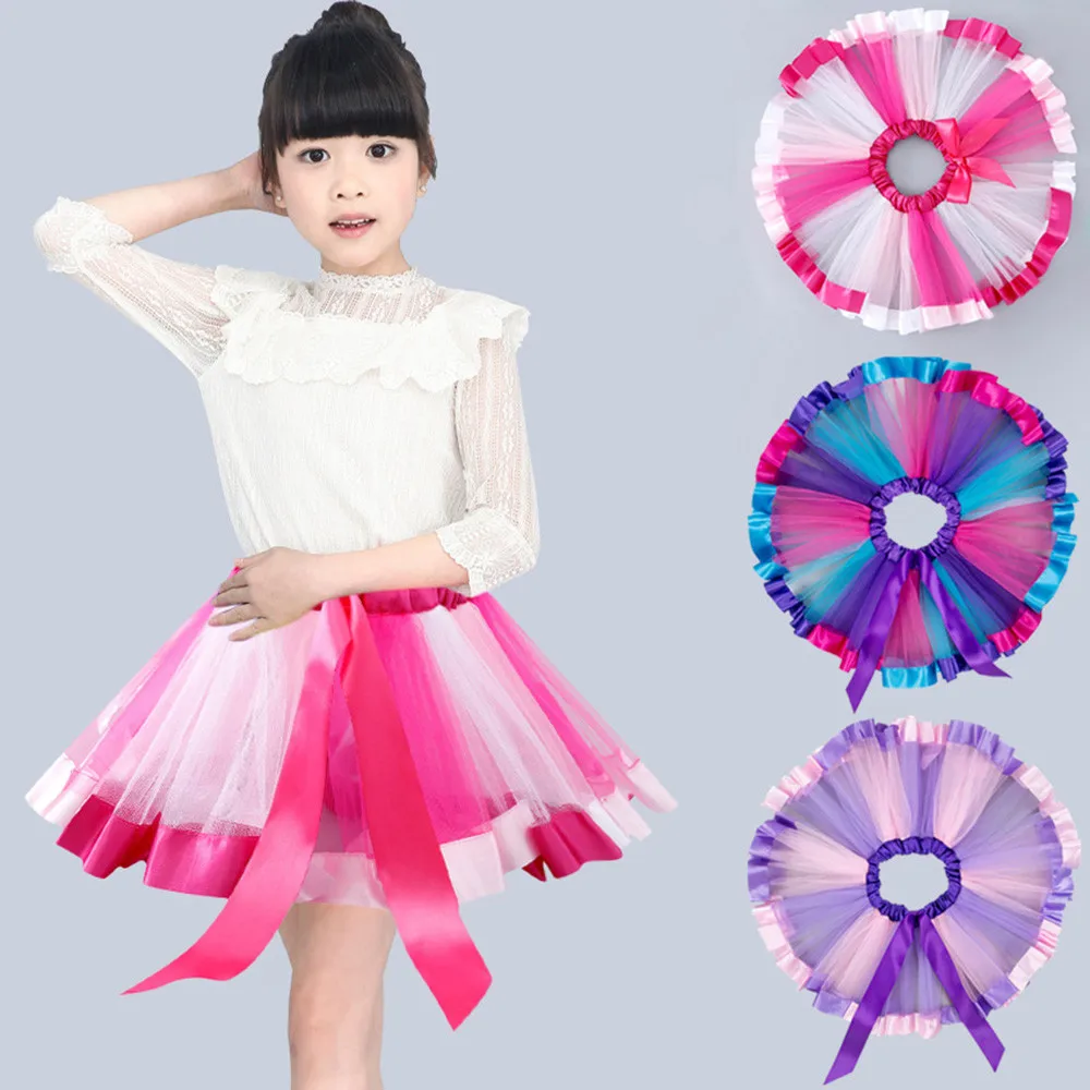 ARLONEET Girls Skirt Kids Girls Petticoat Rainbow Pettiskirt Bowknot Skirt Tutu Skirts Dancewear Girl Children Tutus* P30
