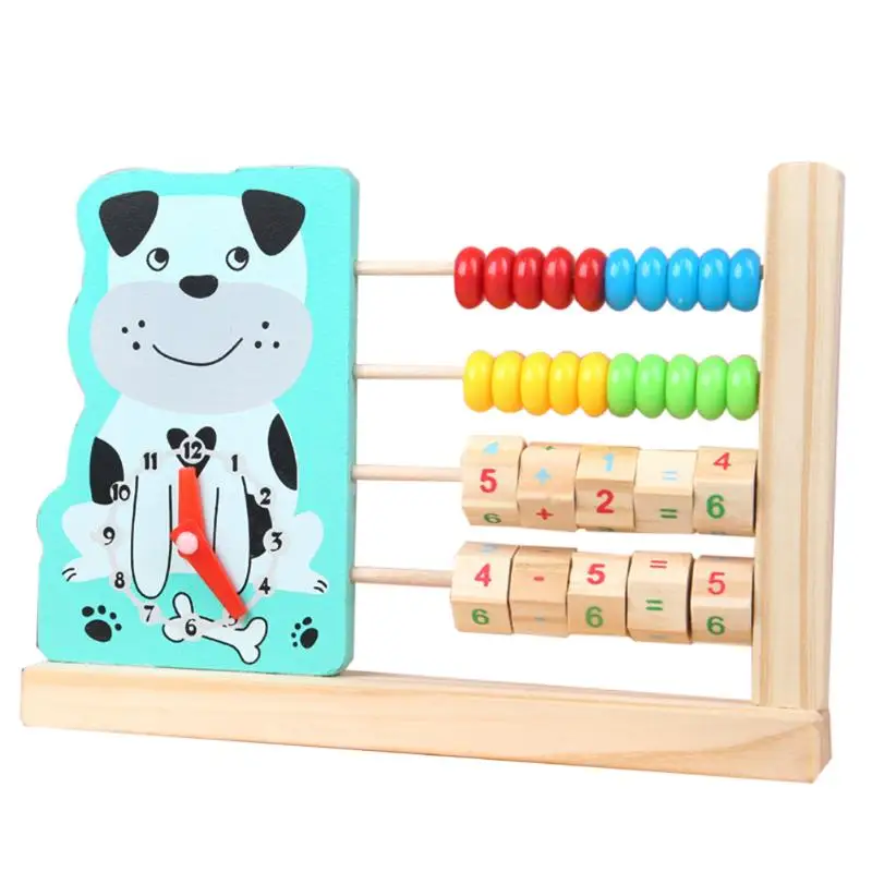 Мультфильм животных часы Abacus Деревянный цифровой расчет детские развивающие игрушки