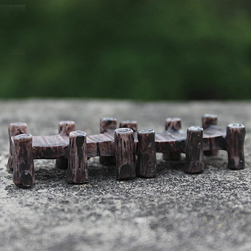 1pc/2pcs Mini Wooden Bridge Micro Landscape Resin Figurines Fairy Garden Decor 