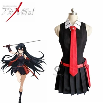 

Akame ga KILL Akame Black Sleeveless Dress Full Set Uniform Outfit Anime Cosplay Costume