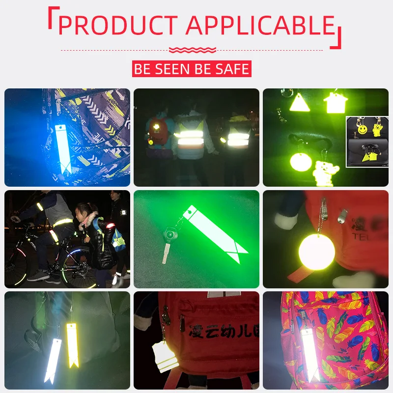 New MEILITE 500 candle lights Streamer Reflective Keychains Safety protection bag pendant  key ings For traffic safety use