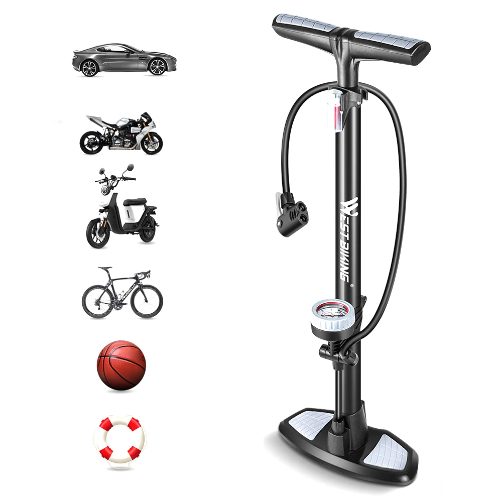 WEST BIKING 180PSI ножной насос для велосипеда высокое Давление с датчик вертикальный |