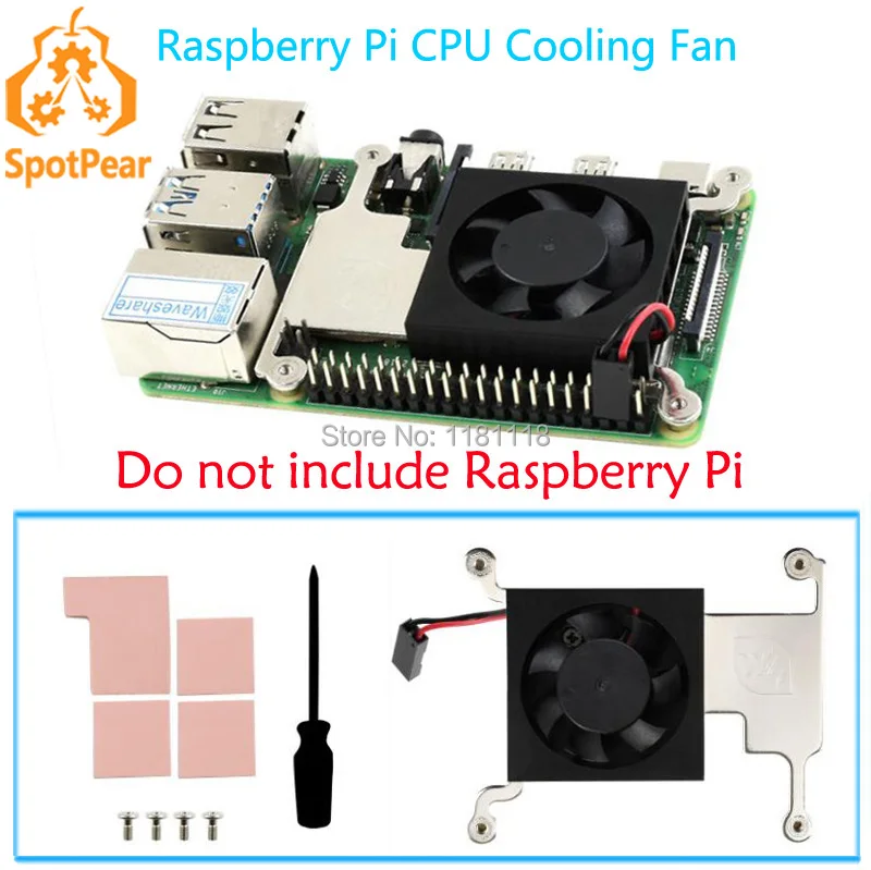 Raspberry Pi 4B/3B +/3 modelo B, ventilador de refrigeración de CPU de bajo perfil, con Soporte de aleación de aluminio