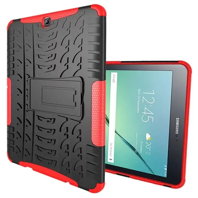 Детский безопасный силиконовый+ жесткий чехол для Samsung Galaxy Tab S2 9,7 T810 T815 9,7 дюймов планшет противоударный чехол защитный чехол+ ручка - Цвет: Красный