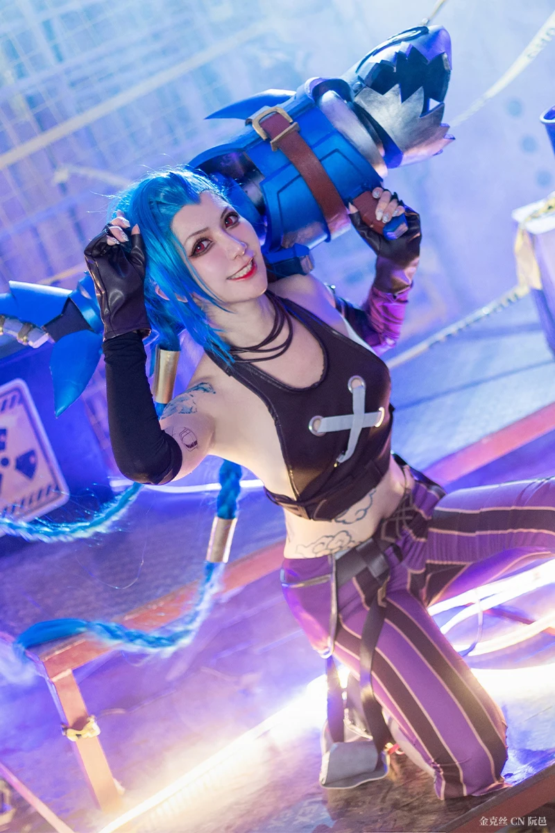 

KIYO-KIYO Anime Cosplays LOL Arcane Jinx Cosplay Costume tupe top pants Halloween Costumes