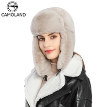 CAMOLAND, Женская русская зимняя шапка-ушанка, шапки-бомберы для мужчин, уличные ушанки, шапка из искусственного меха кролика, шапки охотника