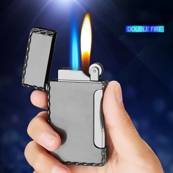 

Free Fire Torch Turbo Lighter Metal Flint Straight Jet Windproof Gas Lighter Double Flame Butane Cigarette Lighters GL018C