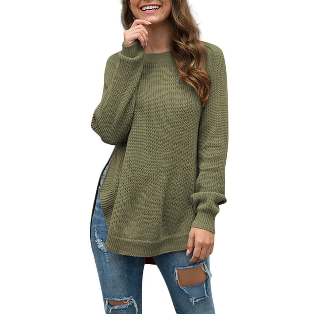 

2019 New Autumn Sweater Women O-Neck Solid Color Sweaters Long Sleeve Loose Tops Knitting Sweater Blouse Winter Ladies Girls 801