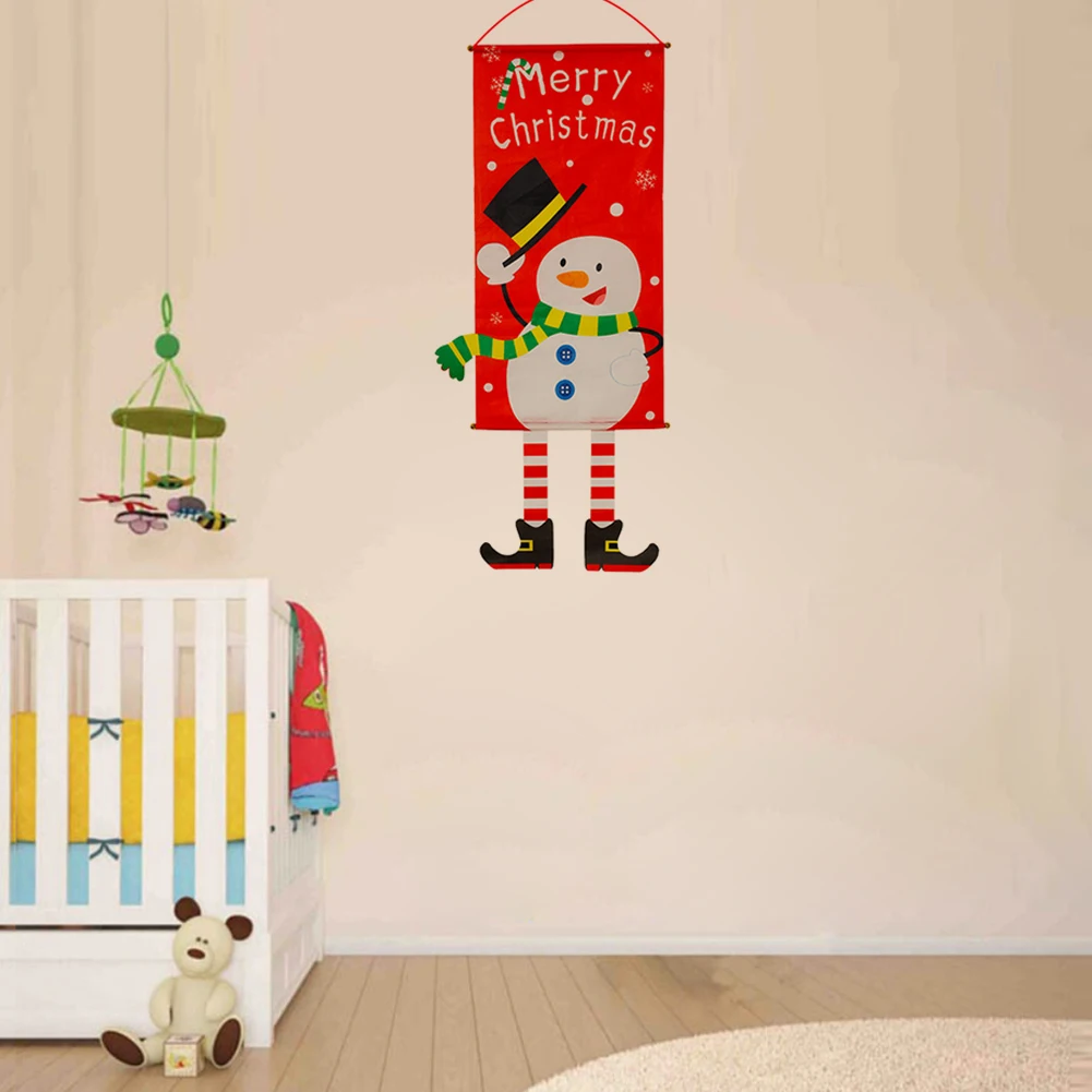 1pc Creative Christmas Hanging Flags With Snowman Non Woven House