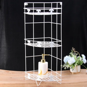 

Toilet Rack Wall Corner Wall-Mounted Iron Multi-Layers Storage Traceless Triangle Shelf Home Two Layers Simple Three Layers