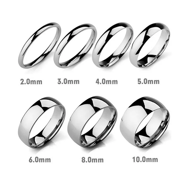 Inside and Outside Curved Smooth Stainless Steel Ring Set Couple Rings for Men Women 4mm6mm8mm12mm Wide
