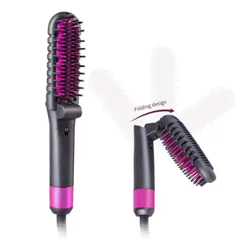 

Professional Ionic Folding Hair Straightener Brush Anti Scald Heated Hair Straightening Comb Electric Ceramic Beard Straightener