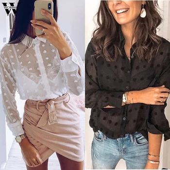 

Womail Blouse Women Chiffon Shirts 2020 Summer Long Sleeve Blouse Elegant Office Loose blusas mujer de moda 2020 Workwear top P0