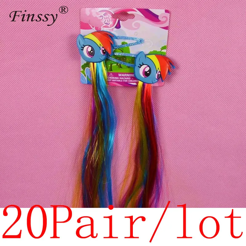 

20pair/lot Wig Long Braids Silicone Cute Cartoon Hair Clip Little Ponys Hair Clips for Girls Hair Accessories