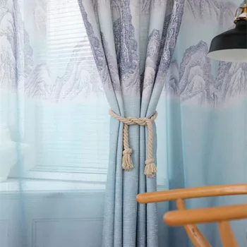 

Chinese Style Living Room, Studio and Workshop of Cotton and Hemp Shading Curtains Processing Customized Products