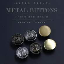 

6 Pieces Retro Metal Golden Button for Clothing Anchor Brand Buttons Gold Jeans Sewing Accessories 18mm 20mm 23mm 25mm 30mmJODb