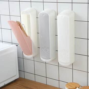 

Wall-mounted Kitchen Chopsticks Basket Press Type Chopsticks Tube Cage Rack Dustproof Tableware Storage Shelf