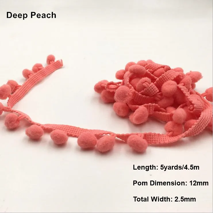 5 Ярд пятнистая лента красочное кружево с помпонами отделка шар бахрома кружево лента Вязание для ткани или сумки DIY Швейные аксессуары - Цвет: Lav06 Deep Peach