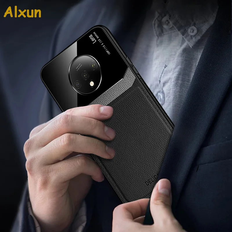 Alxun для OnePlus 7T Pro чехол камеры защита объектива роскошная кожаная задняя крышка