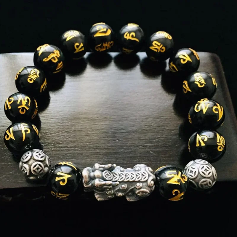 S999 Pixiu Feng Shui Gift Obsidian Bracelet for man and women Wealth Bracelet Handmade good Lucky Amulet Jewellery