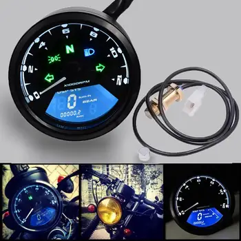 

12V Motorcycle Digital Speedometer Meter Gauge LCD Digital Tachometer Speedometer Odometer Motorcycle Right Beam Gear Display