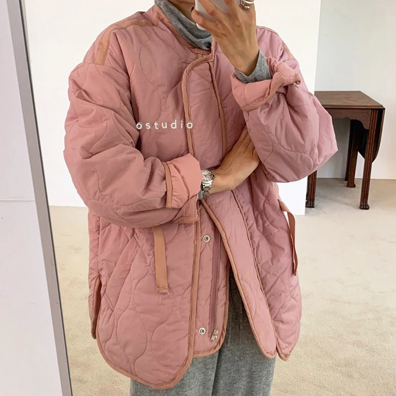 pink TVVOVVIN Новая модная зимняя куртка для женщин, свободная, повседневная, уличная, однотонная, Корейская, короткая, хлопковая, пальто для женщин B815 - Цвет: pink