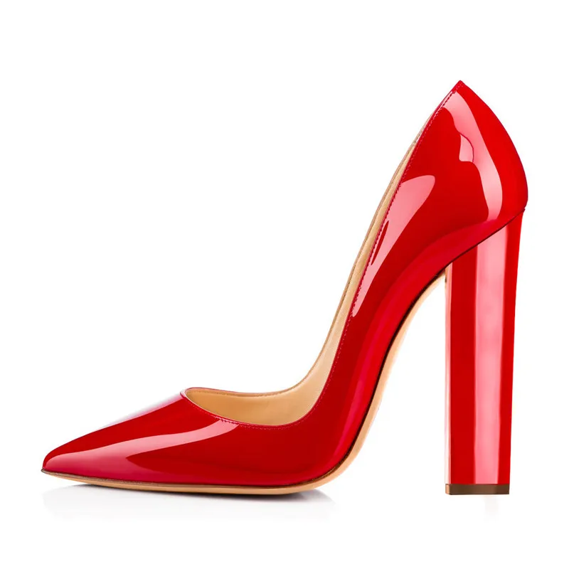 

Richealnan Women Pointed Toe Classic Slip On High Heels Thick Shoes Wedding Office Dress Big Size Chunky Lady Block Pumps