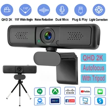 Aliexpress - 4 million pixels QHD PC 2K Webcam Autofocus USB Web Camera Laptop Desktop For Office Meeting Home With Mic HD 1080P Web Cam