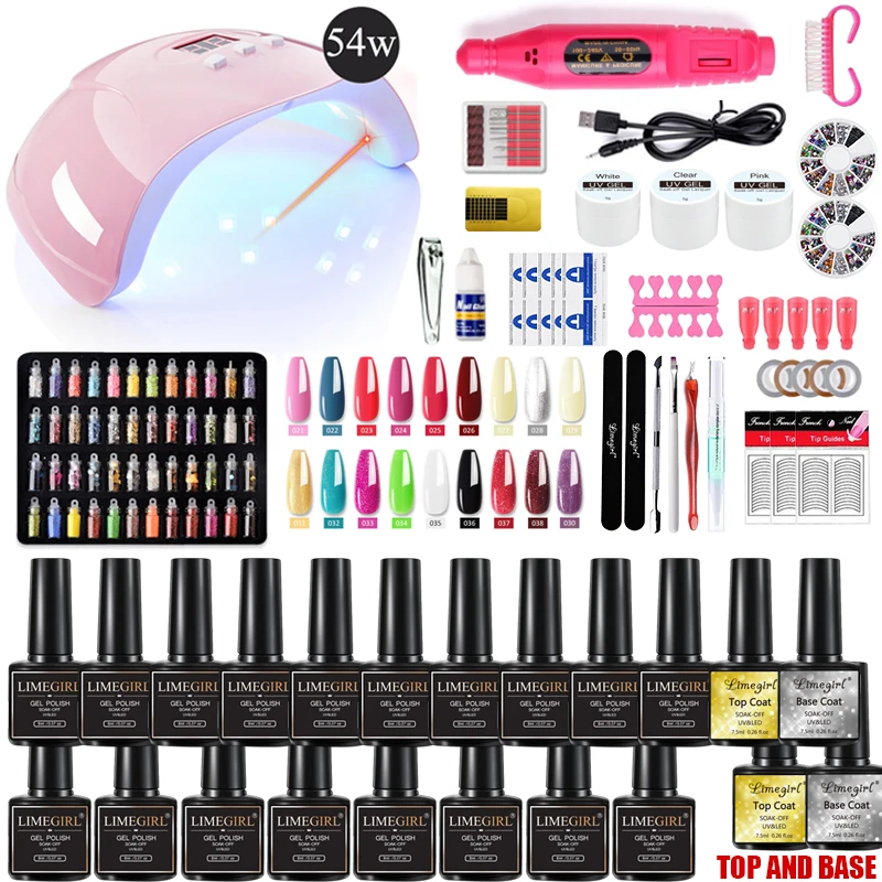 Limegirl Manicure Set for Nail Set With UV LED LAMP Gel Nail Polish Set Kit Electric Nail Drill Manicure Sets Nail Tools Kit 2