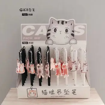 

48Pcs Creative Stationery Student Pen Cute Cat Gel Pen 0.5mm Full Needle Black Ink Pen School Supplies Office Supplies 0.5mm