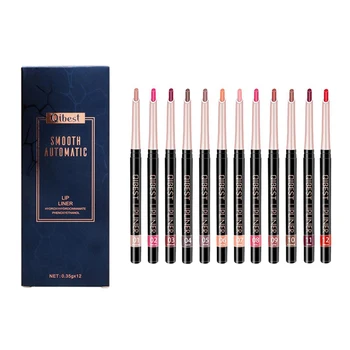

QIBEST 12Pcs\Set Automatic Rotation Waterproof Smooth Lipstick Pencil Lip Liner Makeup Sexy Long Lasting Moisturizer Lip Liner