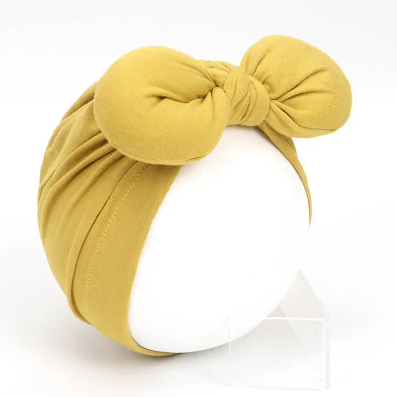dark yellow Balleenshiny/хлопковая детская зимняя шапка и Весенние шапки с заячьими ушками для маленьких девочек; реквизит для фотосессии новорожденных; головной убор для малышей - Цвет: dark yellow