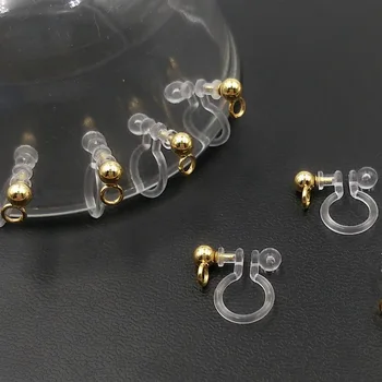 

50pcs/lot Stainless Steel SiliconeTransparent U Ear Clip DIY Handmade Earrings Findings No Pierced Ear Clips Jewelry Making