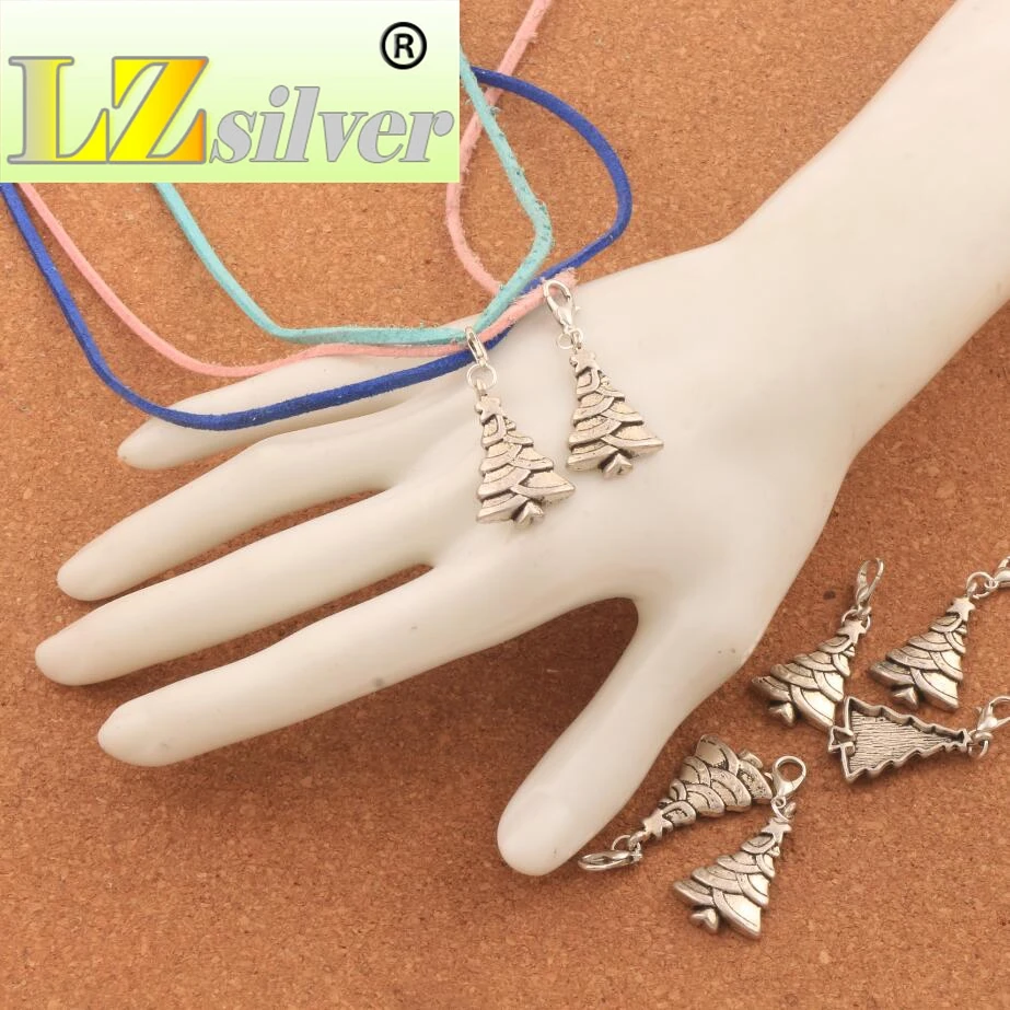 tar Christmas Tree Clasp European Lobster Trigger Clip On Charm Beads 17.6x42.5mm 80PCS zinc alloy C744