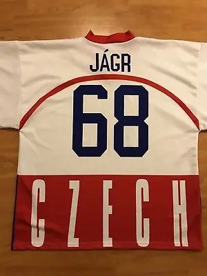 Редкий Винтажный Мужской хоккейный свитер #68 Jaromir Jagr национальной сборной Чехии с
