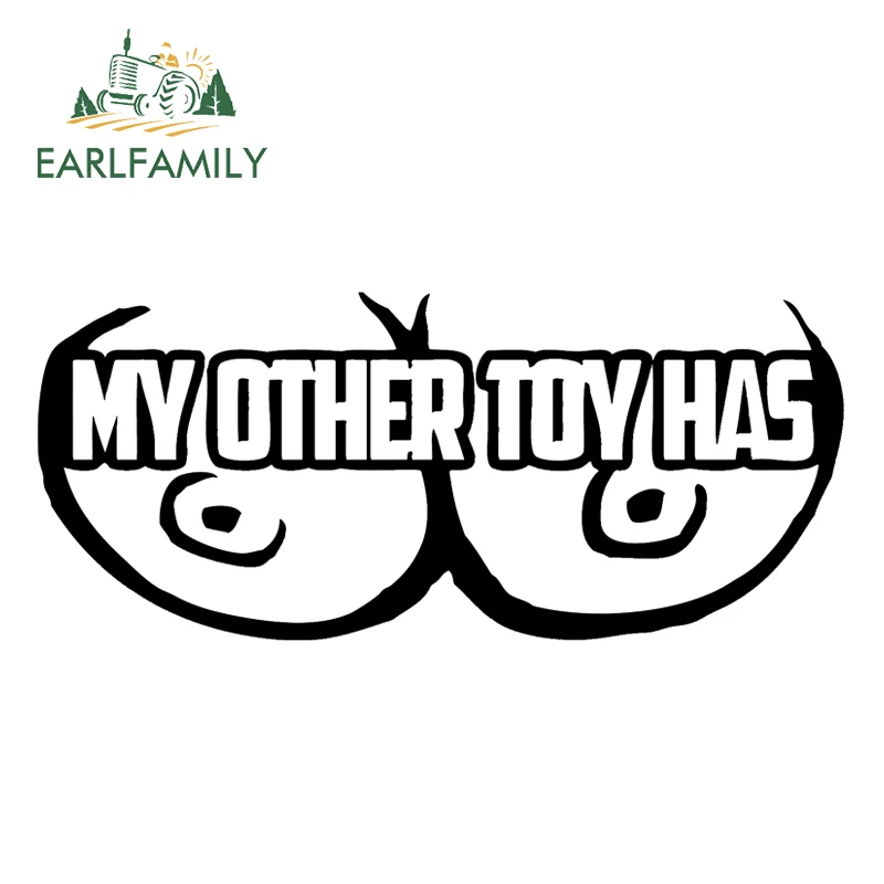 

EARLFAMILY 18cm x 7.8cm Tits Sticker Boobs Breast Car Window Decal Car Sticker Truck Bumper Boat Laptop Vinyl Decal Black/Silver