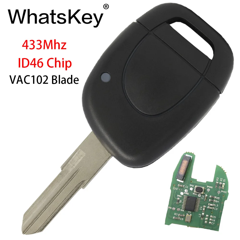 VAC102 Remote Key WhatsKey 1 кнопочный Автомобильный Дистанционный ключ подходит для Renault Master Clio Twingo Kangoo NE73 blade 433 МГц ID46 PCF7946 чип - Количество кнопок: VAC102 Remote Key