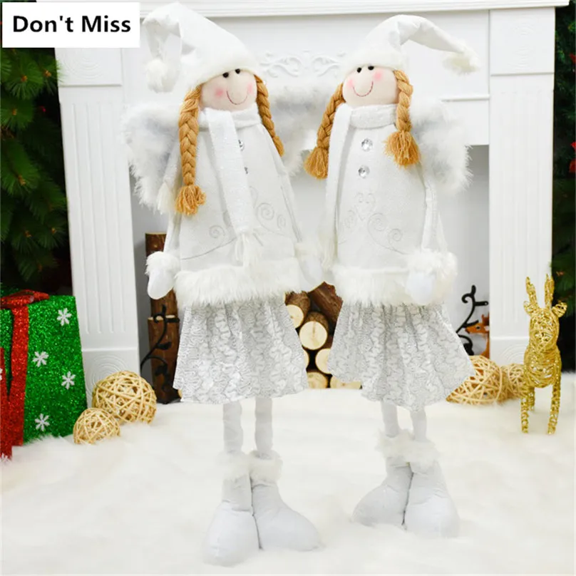 

Merry Christmas Birthday Wedding Gift Girl Figures Retractable Angel Dolls With Wings Toy Christmas Decorations for Home Navidad