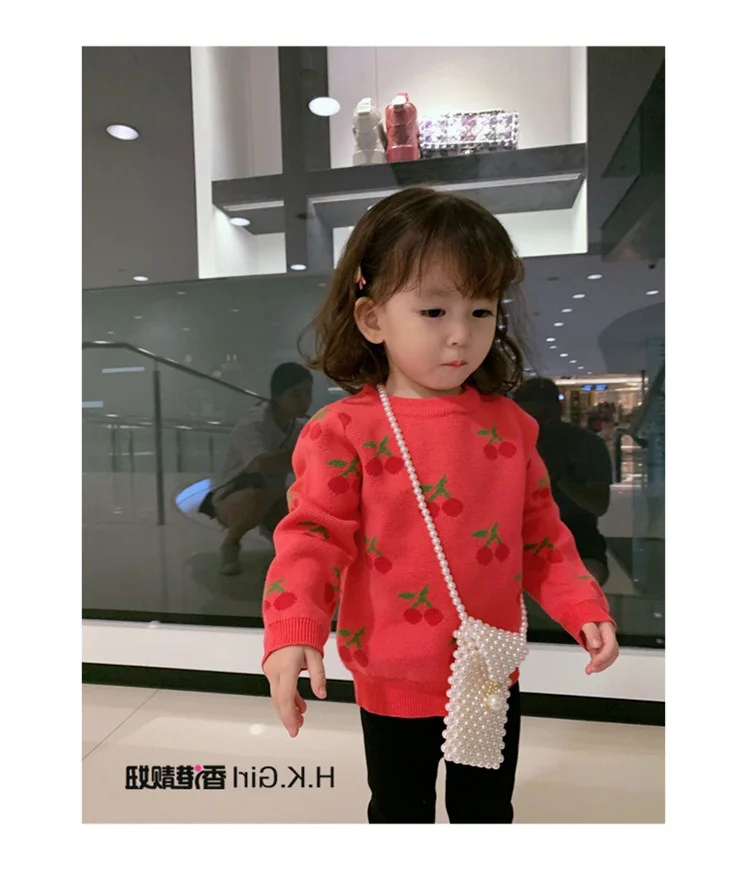 Xihong City/вязаный свитер для девочек; Вишневый кардиган; Детский свитер с длинными рукавами