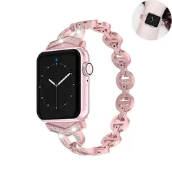Ремешок из нержавеющей стали для Apple Watch Band со стразами алмазный обруч 38 мм 42 мм металлический ремешок для часов iwatch Apple Watch 4 40 мм 44 мм