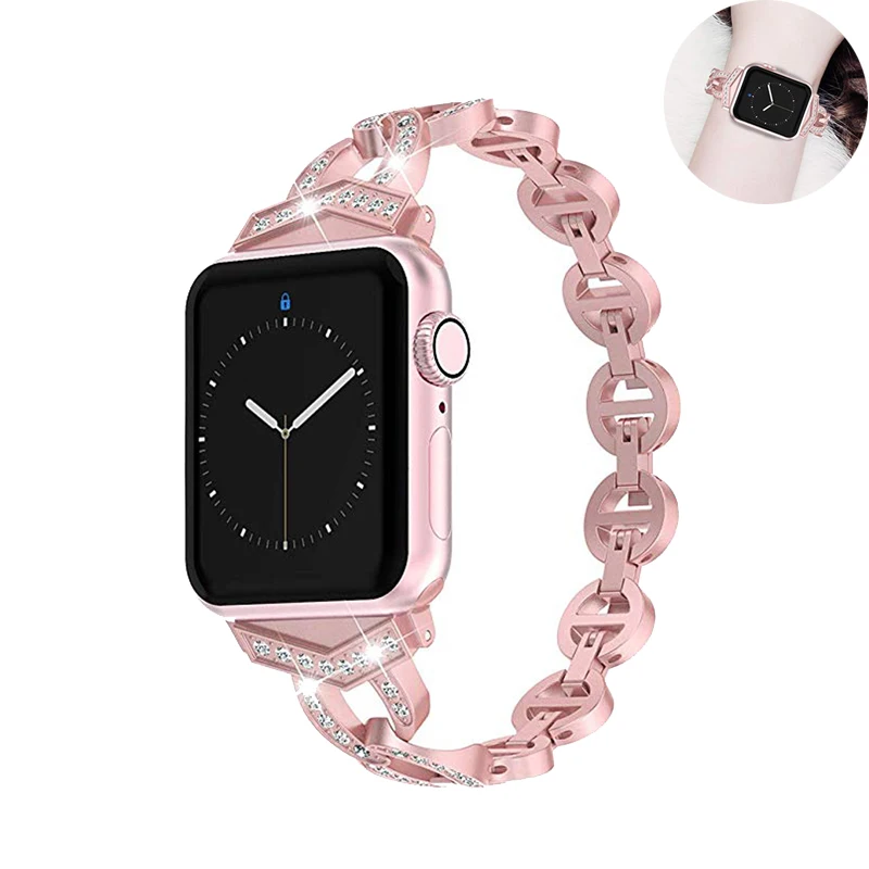 Ремешок металлический Стразы для Apple Watch Band 38 мм 40 42 44 браслет iwatch 5/4/3/2/1|Ремешки
